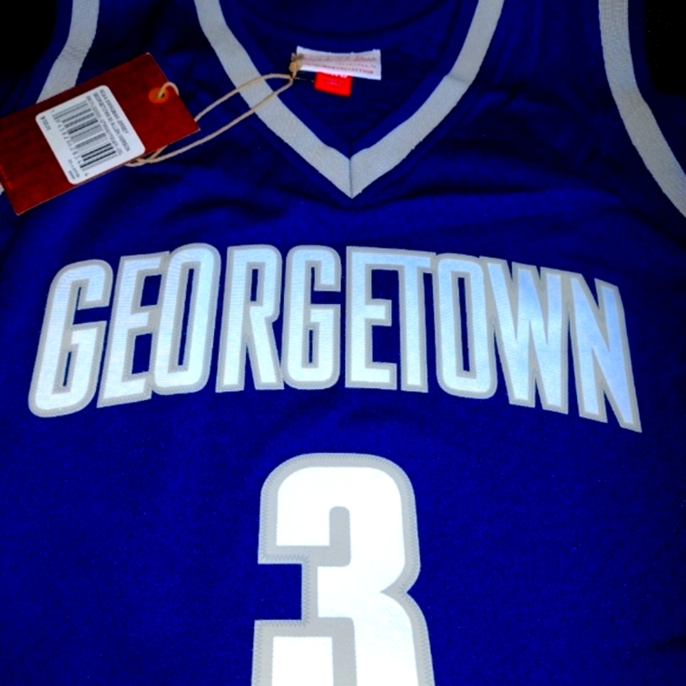 NWT ALLEN IVERSON GEORGETOWN HOYAS 95'-96' MITCHELL & NESS NAVY JERSEY SIZE XXL